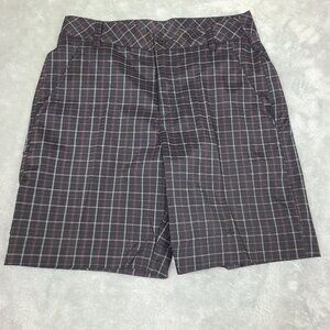 Fila Sport Mens  Golf Shorts Size 32 Plaid Blue Green Stretch Pockets Logo Light
